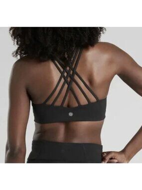 Athleta Black Hyper Focused High Neck Cross Back Padded (Removable) Sports Bra S